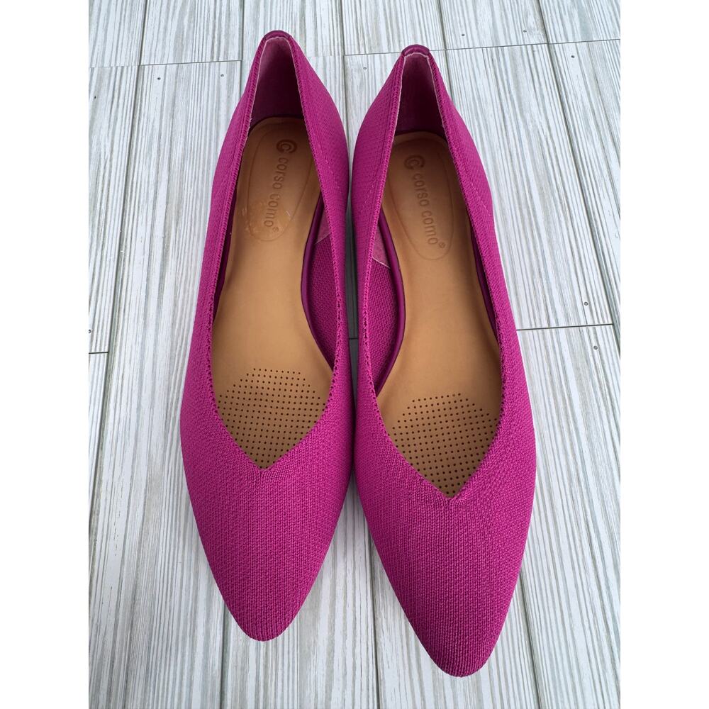Corso Como Julia shoes women's 9 ballet flat pointed toe knit loafers fuchsia - Picture 5 of 8